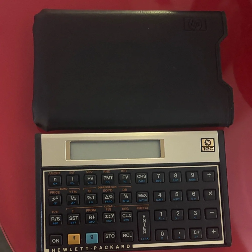 HP Hewlett-Packard Black and Gold Financial Calculator (Vintage Style)
